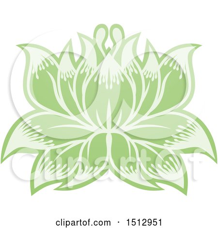Clipart of a Green Blooming Lotus Flower - Royalty Free Vector Illustration by AtStockIllustration