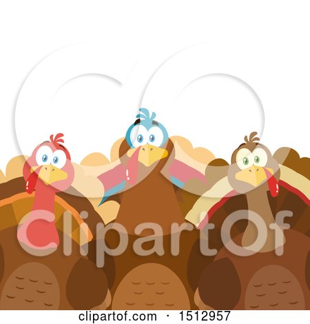 Clipart of a Group of Thanksgiving Turkey Birds - Royalty Free Vector Illustration by Hit Toon