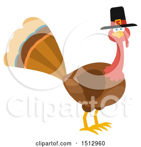 Clipart of a Pilgrim Thanksgiving Turkey Bird - Royalty Free Vector Illustration by Hit Toon