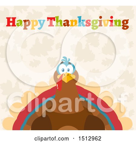 Clipart of a Happy Thanksgiving Greeting over a Turkey Bird - Royalty Free Vector Illustration by Hit Toon