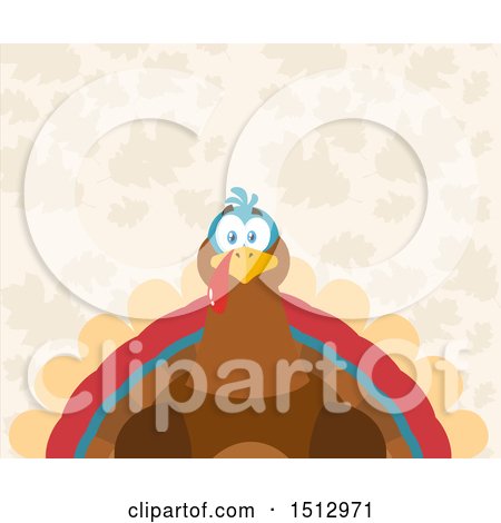 Clipart of a Thanksgiving Turkey Bird over Leaves - Royalty Free Vector Illustration by Hit Toon