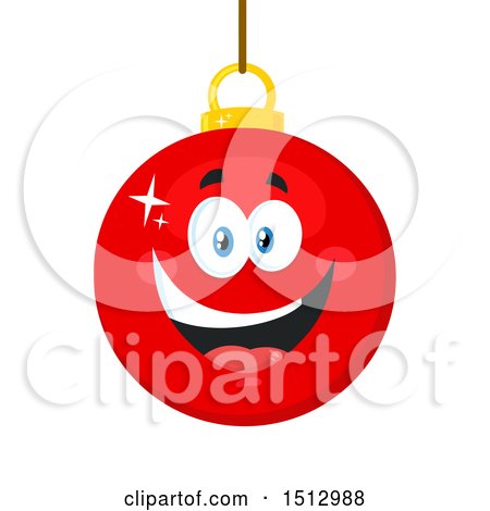 Clipart of a Happy Red Christmas Bauble Ornament Mascot Character - Royalty Free Vector Illustration by Hit Toon
