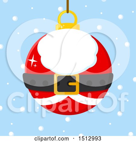 Clipart of a Santa Suit Christmas Bauble Ornament over Snow - Royalty Free Vector Illustration by Hit Toon