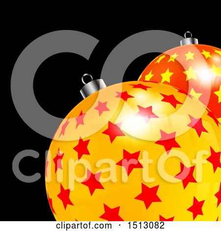 Clipart of a 3d Starry Christmas Ornament Baubles on Black - Royalty Free Vector Illustration by elaineitalia