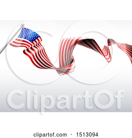 Clipart of a Rippling American Flag over Shading - Royalty Free Vector Illustration by AtStockIllustration