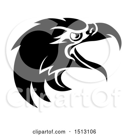 Clipart of a Black and White Eagle Mascot Head - Royalty Free Vector Illustration by AtStockIllustration