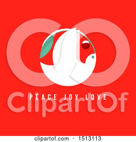 Clipart of a Christmas Dove with Peace Joy Love Text on Red - Royalty Free Vector Illustration by elena