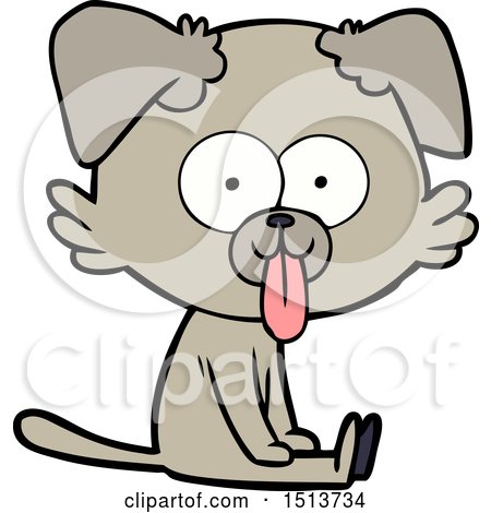 Cartoon Sitting Dog with Tongue Sticking out by lineartestpilot