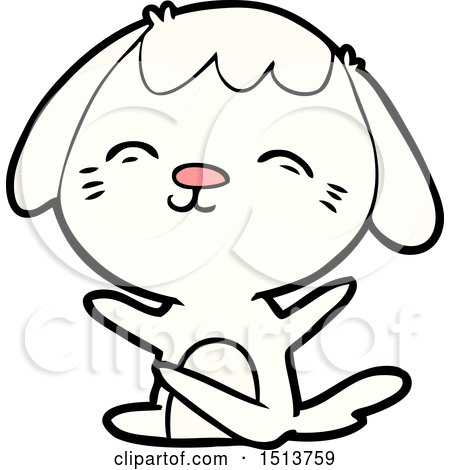 Happy Cartoon Sitting Dog by lineartestpilot