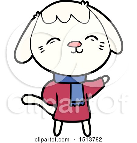 Happy Cartoon Dog in Winter Clothes by lineartestpilot
