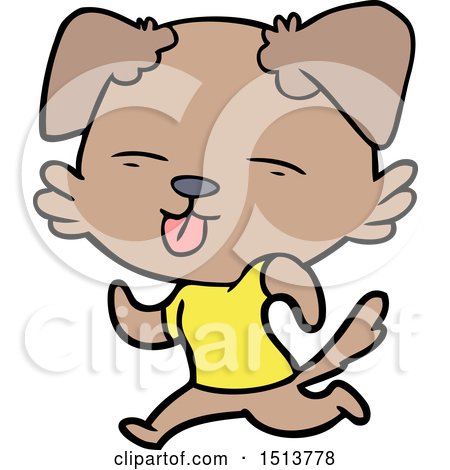 Cartoon Running Dog Sticking out Tongue by lineartestpilot