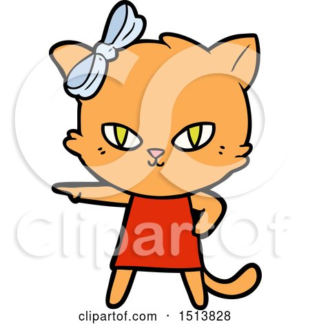Cute Cartoon Cat Wearing Dress by lineartestpilot