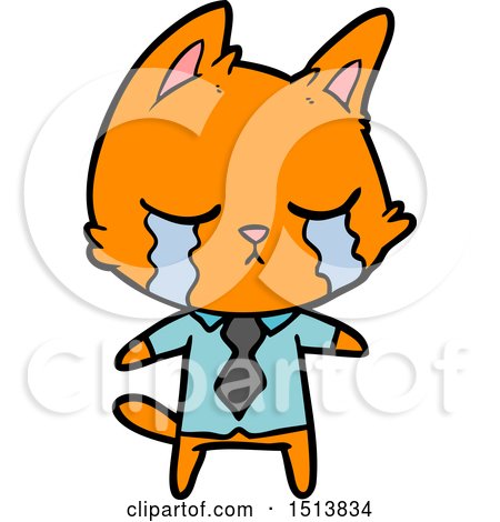 Crying Cartoon Office Worker Cat by lineartestpilot