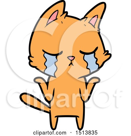 Crying Cartoon Cat Shrugging by lineartestpilot