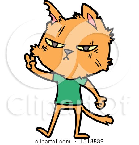 Tough Cartoon Cat Giving Victory Sign by lineartestpilot