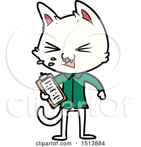 Cartoon Salesman Cat Hissing by lineartestpilot