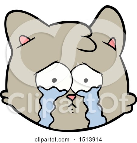 Crying Cartoon Cat Face by lineartestpilot