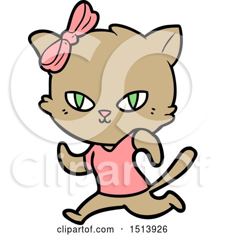 Cute Cartoon Cat Jogging by lineartestpilot