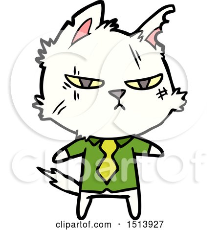 Tough Cartoon Cat in Shirt and Tie by lineartestpilot