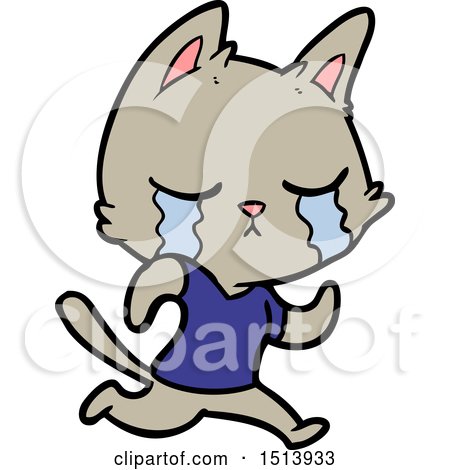Crying Cartoon Cat Running Away by lineartestpilot