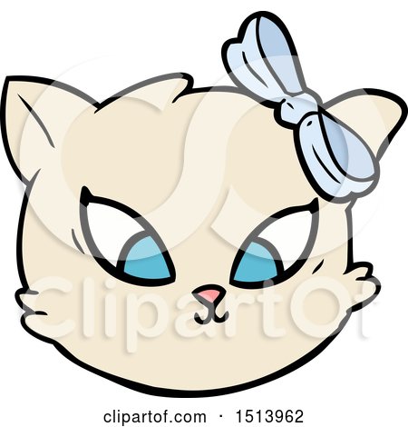 Cute Cartoon Cat with Bow by lineartestpilot