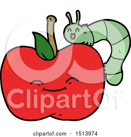 Cartoon Apple and Bug by lineartestpilot