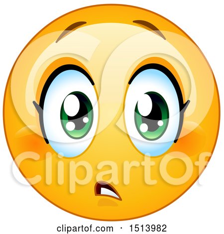Clipart of a Yellow Female Emoji Face Expressing Concern - Royalty Free Vector Illustration by yayayoyo