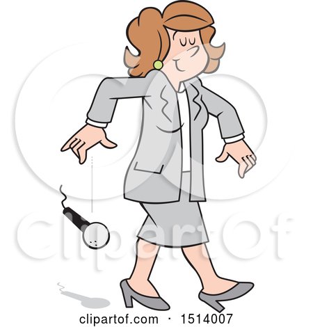 Clipart of a Cartoon White Business Woman Dropping the Mic - Royalty Free Vector Illustration by Johnny Sajem