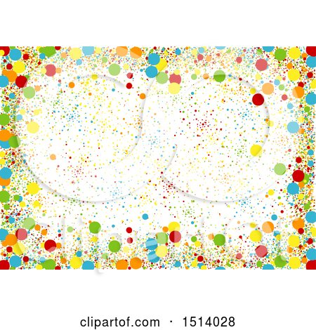 Clipart of a Party Background with Colorful Confetti on White - Royalty Free Vector Illustration by dero