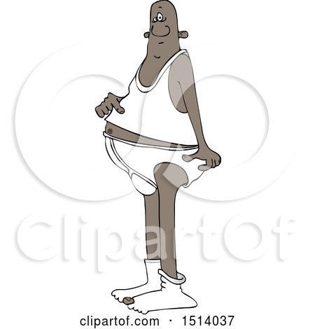 Clipart of a Cartoon Black Man in His Underwear - Royalty Free Vector Illustration by djart