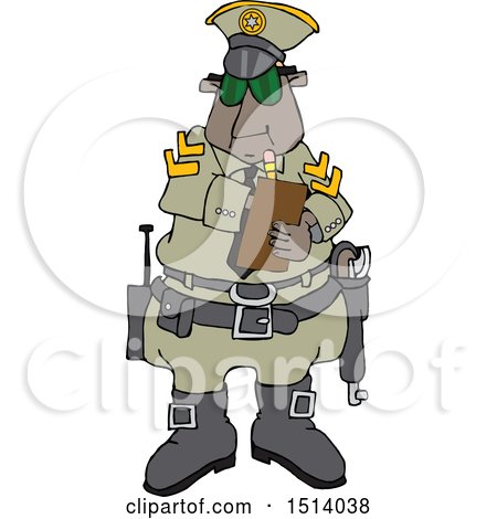 Clipart of a Cartoon Black Male Police Officer Issuing a Ticket - Royalty Free Vector Illustration by djart