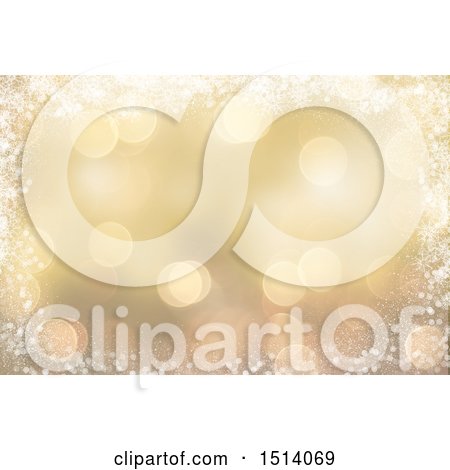 Clipart of a Gold Flare and Snowflake Background - Royalty Free Illustration by KJ Pargeter