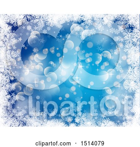 Clipart of a Blue Snowflake and Flare Background - Royalty Free Illustration by KJ Pargeter