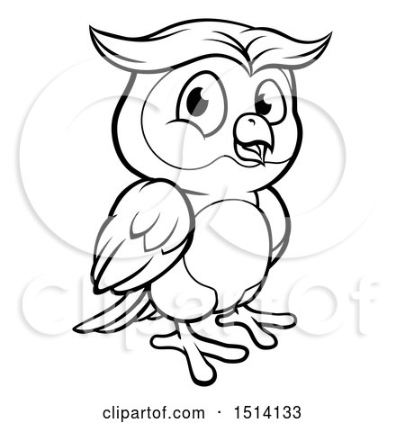Clipart of a Black and White Owl Mascot - Royalty Free Vector Illustration by AtStockIllustration