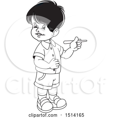 Clipart of a Boy Holding Chalk - Royalty Free Vector Illustration by Lal Perera