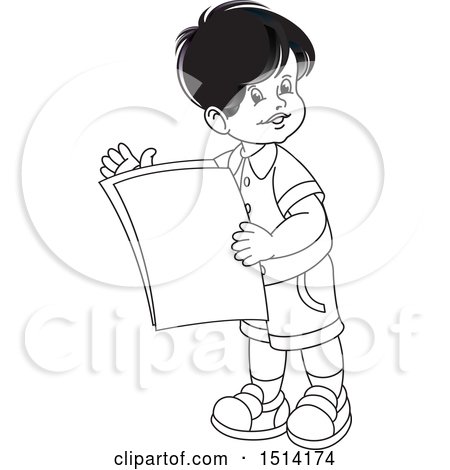 Clipart of a Boy Holding Papers - Royalty Free Vector Illustration by Lal Perera