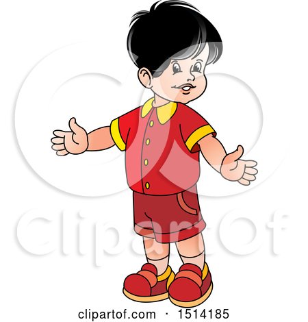 Clipart of a Boy Holding His Arms Open - Royalty Free Vector Illustration by Lal Perera