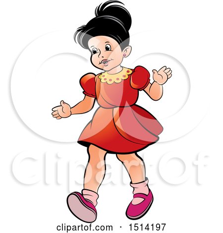 Clipart of a Little Girl Walking - Royalty Free Vector Illustration by Lal Perera