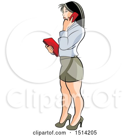 Clipart of a Business Woman Talking on a Cell Phone - Royalty Free Vector Illustration by Lal Perera