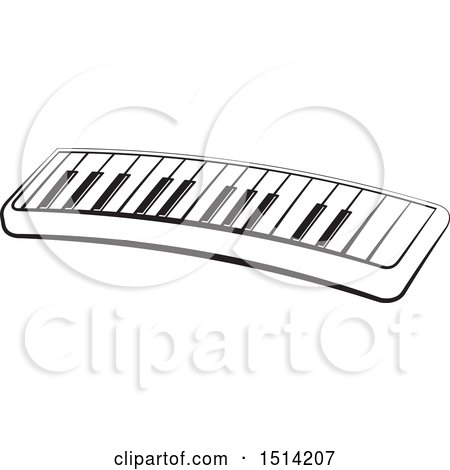 Clipart of a Black and White Toy Electronic Piano - Royalty Free Vector Illustration by Lal Perera