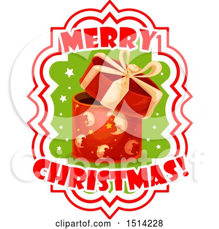 Clipart of a Christmas Gift with Text - Royalty Free Vector Illustration by Vector Tradition SM
