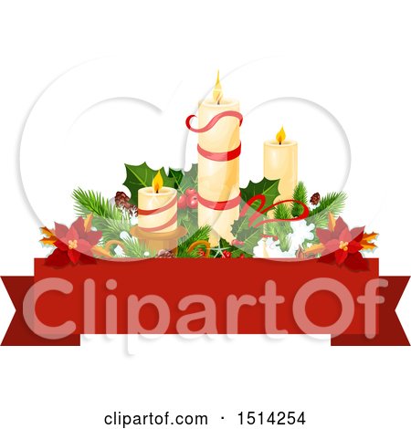 Clipart of a Blank Banner with Christmas Candles - Royalty Free Vector Illustration by Vector Tradition SM
