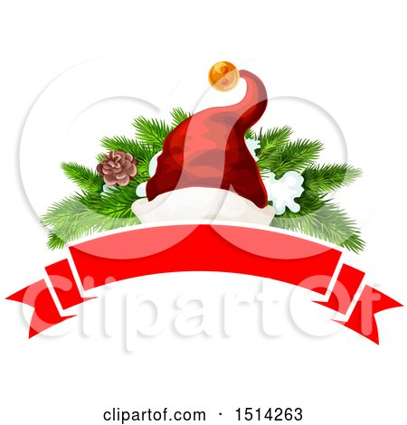Clipart of a Christmas Santa Hat and Banner - Royalty Free Vector Illustration by Vector Tradition SM