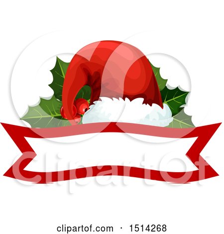 Clipart of a Christmas Santa Hat and Banner - Royalty Free Vector Illustration by Vector Tradition SM