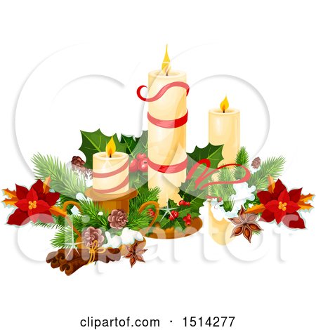 Clipart of a Still Life with Christmas Candles - Royalty Free Vector Illustration by Vector Tradition SM