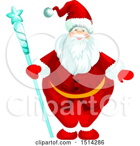 Clipart of a Santa Claus Holding a Staff - Royalty Free Vector Illustration by Vector Tradition SM