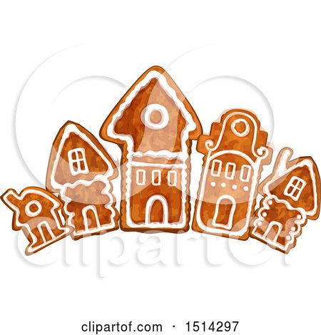 Clipart of a Row of Christmas Gingerbread Houses - Royalty Free Vector Illustration by Vector Tradition SM