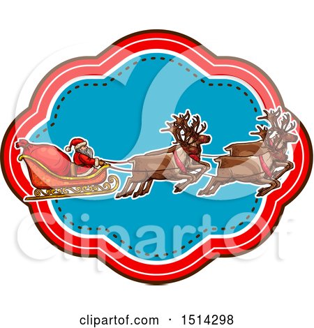 Clipart of a Santa Claus and Magic Reindeer with a Sleigh - Royalty Free Vector Illustration by Vector Tradition SM