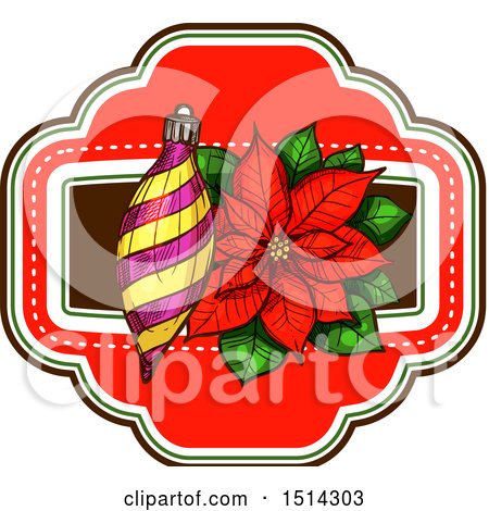 Clipart of a Christmas Poinsettia with a Bauble - Royalty Free Vector Illustration by Vector Tradition SM