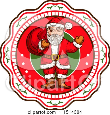 Clipart of a Santa Claus Holding a Sack - Royalty Free Vector Illustration by Vector Tradition SM